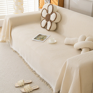 Plaid texturé minimaliste pour canapé, idéal pour une ambiance de luxe et la décoration intérieure des hôtels de charme, avec franges, couvre-canapé pour animaux. - Product Image 2