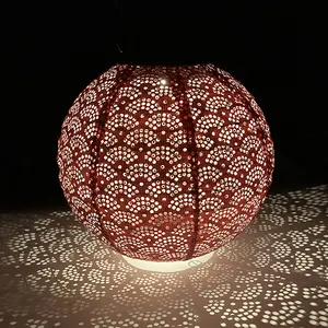 Nicro-lámpara colgante de boda alimentada por LED impermeable con patrón personalizado, farol Solar de papel grueso para exteriores, decoración de jardín