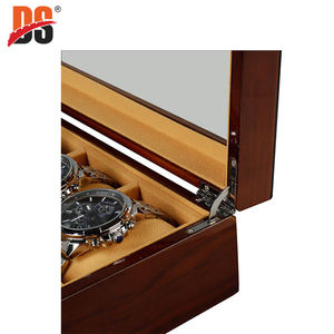 Caja de Madera para Relojes de Lujo, Ecológica, Hecha a Mano, con 6 Ranuras Rectangulares, Acabado Brillante, Forro de Terciopelo, Tapa de Vidrio, Empaque de Regalo - Product Image 5