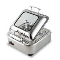 6,5-Liter-Elektro-Chafing-Dish, quadratisch, hydraulisch, Speisenwärmer mit silbernem Glasdeckel, moderner Buffet-Server für Hochzeiten, Hotels und Restaurants