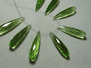 Gorgeous Grapes Green Quartz 4 <b>Matched</b> Pair <b>Long</b> Tear Drops 8x35mm Loose Gemstones for Jewelry Making India - Product Image 3