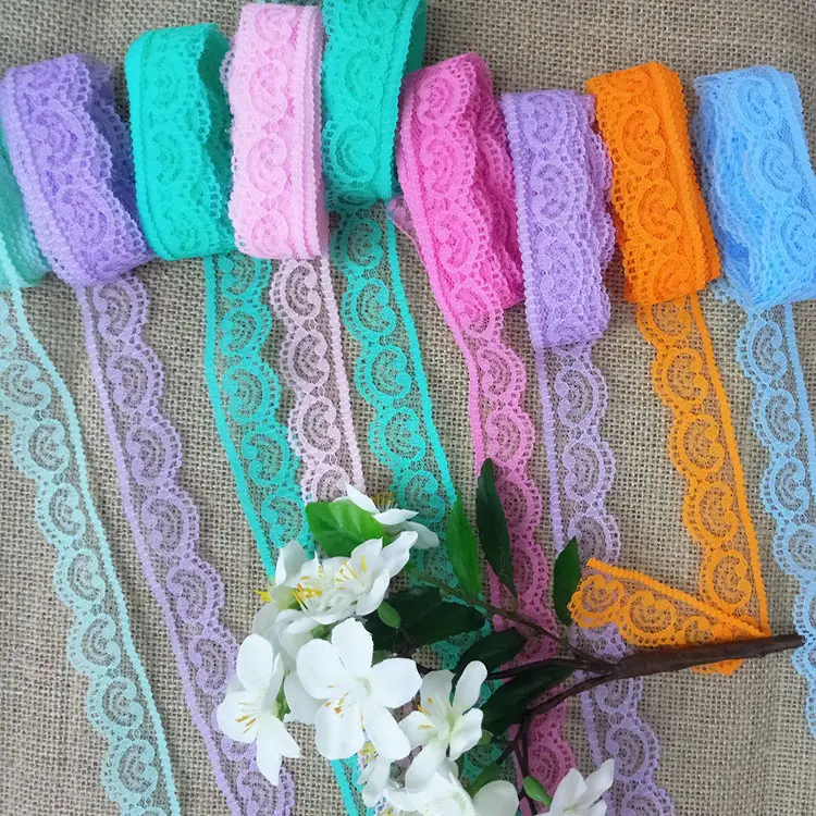 2,3 cm Scalloped Edge Lace Trim Farben Flower Organza Border Bulk Lace Trim