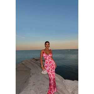 Vestido de Noche Rosa Margot con Estampado Floral - Product Image 4