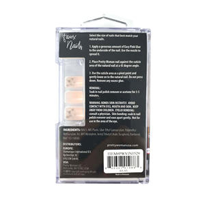 Kit Complet de 24 Faux Ongles à Presser en ABS, Forme Cercueil, Longueur Maximale, Estampage Doré, Accent Cristal Nude, pour Salon, DIY, OEM, ODM - Product Image 4