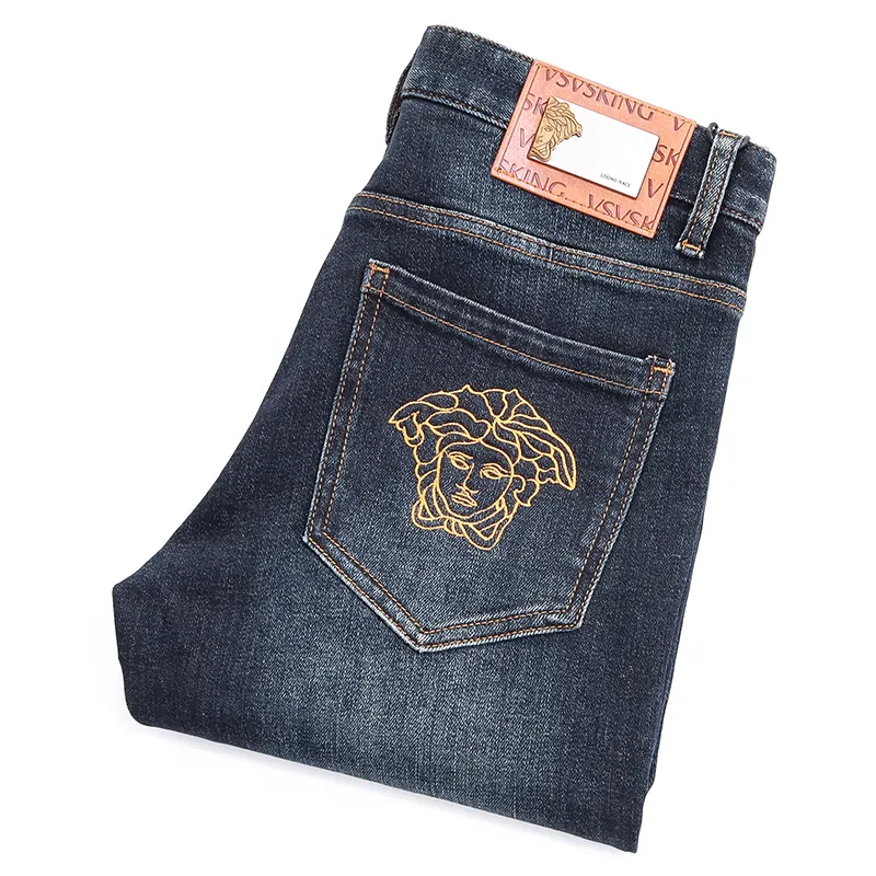 Индивидуальные мужские джинсовые брюки оптом облегающие свободные прямые джинсы 2024 лето новая мужская одежда оптом