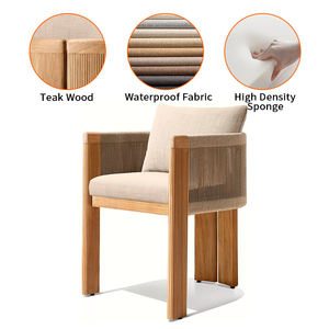 Table et chaises en teck d'extérieur, imperméables et résistantes aux UV, pour hôtel, maison d'hôtes, villa design, jardin, meubles en rotin personnalisés - Product Image 4