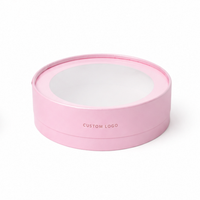 Caja Redonda de Cartón Rosa Personalizada con Ventana Transparente, Empaque de Papel Rígido Reciclable con Logotipo Personalizado para Colecciones de Marca