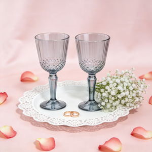 Set di 2 Calici in Vetro Diamantato Moderno, Colore Ambra e Grigio Fumé, Capacità 300ml, con Confezione Regalo, Ideale per Matrimoni e Regali Eid - Product Image 4