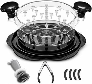 Déchiqueteur de poulet manuel premium de 10 pouces, grand modèle, avec base antidérapante visible, pince et brosse pour cuisine, barbecue, tacos ou salade de poulet - Product Image 1