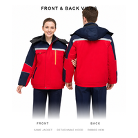 Ensemble de vêtements de travail d'hiver épais et chaud avec bande réfléchissante, résistant à l'usure, blocs de couleur, pour usine, réparation automobile, vente en gros, logo personnalisé