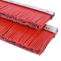 Brosse de nettoyage industrielle en PP rouge avec fil d'acier mélangé, longueur de poils personnalisable, pour machine à fabriquer des tiges