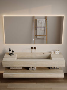 Hôtel personnalisé & Commercial Salle de bains Vanités Rock Plate intégré Seamless Basin Single Double Wash Table Cabinet Combinaison - Product Image 5