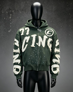 <span class=keywords><strong>Felpa</strong></span> con Cappuccio Personalizzata <span class=keywords><strong>Y2K</strong></span> con Ricamo Effetto Vissuto e Strass, 100% Cotone, Lavaggio Acido, Stile Vintage per Uomo - Product Image 1