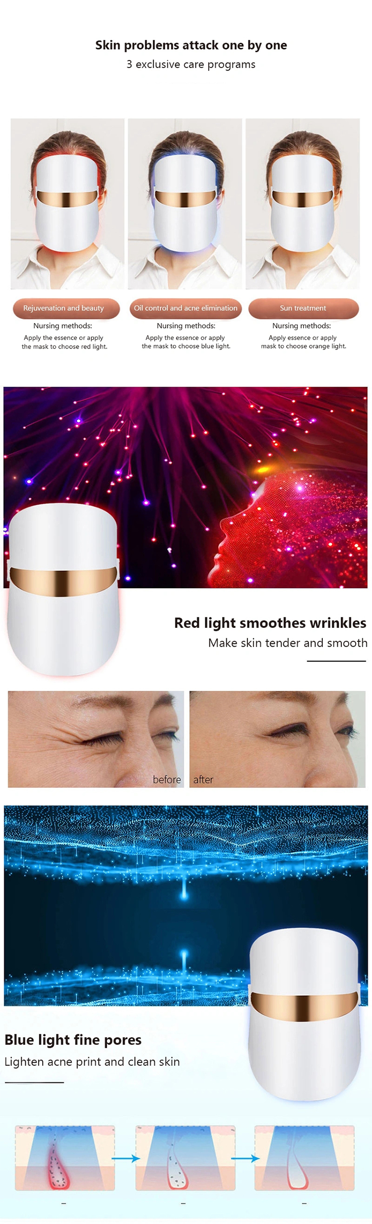 Pro Luminous Colour Machine Infared Uv Led Skin Rejuvenation Beauty Facial Therapy Screen Skincare Light Mask For Face