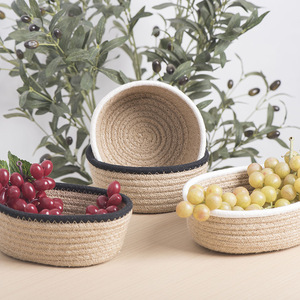 Handmade Hemp Rope Woven <b>Storage</b> <b>Basket</b> Round 2.0-3.0L For Fruits Toys Cosmetics Desktop Organization - Product Image 1