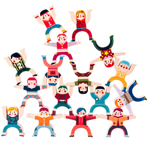 Bằng Gỗ Xếp Chồng Trò Chơi Cân Bằng Khối Giáo Dục Đồ Chơi Hercules Nhào lộn Đoàn Interlock Đồ Chơi Cho Trẻ Em Trẻ Sơ Sinh Người Lớn 16 Mảnh - Product Image 2