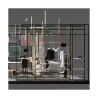 Kosten Vierkante Prijs Winkel Ruimte Display Armaturen Hout Metalen Dames Kleding Winkel Interieur Met Led
