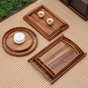 अद्वितीय रसोई ट्रे सेट खाद्य लकड़ी वाल्व ट्रे की सेवा करने वाले प्लेटर पार्टी अतिरिक्त बड़े एक्सिया लकड़ी की सेवा करते हैं - Product Image 5
