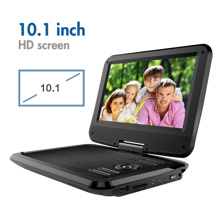 10,1 дюймов Портативный DVD плеер встроенная двойная защита литий-ионным аккумулятором емкостью Поддержка 2 часа воспроизведения видео Поворотный DVD плеер портативный
