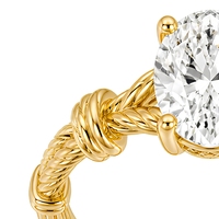 Bague de fiançailles personnalisée en or massif 18 carats avec diamant ovale de 2 carats certifié IGI, cultivé en laboratoire, et bande tressée à nœuds