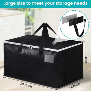 Black Non Woven <b>Storage</b> <b>Bag</b> Zipper Closure Carry Handle Collapsible Organizer for Clothing Quilt Seasonal Packing - Product Image 3
