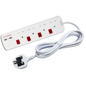 בריטניה סוג 4 דרך שקע חשמל Saso רצועת כוח עם Usb יציאת AC חשמל הארכת שקע