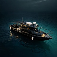 Bateau de pêche sportive tout noir de 9 m (30 pieds) avec coque en alliage d'aluminium, garantie de 5 ans, moteur hors-bord haute vitesse