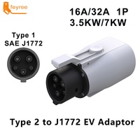 Adaptateur de voiture électrique Feyree FYE33 16A/32A Monophasé Boîte murale portable Chargeur de voiture électrique AC Type 2 vers Type 1 3.7kW-22kW Nouveau