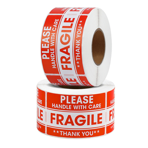 Custom <b>Printed</b> Fragile Warning Labels Handle With Care Glass Breakable Shipping Stickers Strong Adhesive Box Warning Decal - Product Image 4