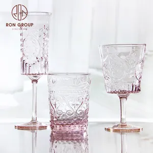 Chinese Manufacturer Food Grade Luxury Upscale Crystal Brandy Liquor Champagne Rose Pink Clear Glass Cup Colored Wine Glasses