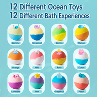 Lot de 12 bombes de bain pour enfants, best-seller, avec jouets animaux marins surprise, au sel marin, exfoliantes, régulatrices de sébum, pour bain moussant, coffret cadeau surprise