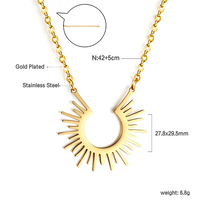 Parure de bijoux en acier inoxydable plaqué or 18 carats motif rayons de soleil pour mariage, fiançailles ou anniversaire - Cadeau de mariage tendance