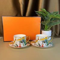 Nouvelle tasse à café King of the Jungle, double tasse et soucoupe, assiette de taille steak, assiette à dîner, ensemble de tasses, boîte cadeau, style mignon