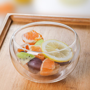 Commercio all'ingrosso resistente rotonda chiara doppia parete borosilicato di vetro insalata di frutta ciotola di cibo per Home Restaurant <span class=keywords><strong>Bar</strong></span> cucina - Product Image 4
