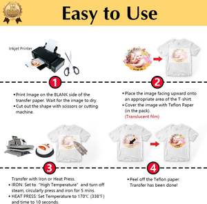 Papier transfert thermique A4 pour t-shirts blancs et tissus légers, compatible <span class=keywords><strong>avec</strong></span> les copieurs laser couleur, film d'impression par transfert laminé, fabrication en usine - Product Image 3