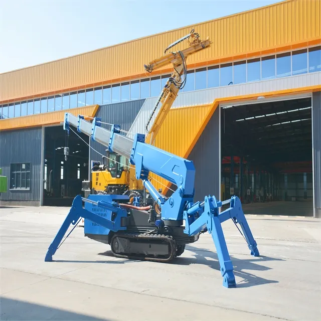 Manually Operated Small Hydraulic Spider Crane Oil and Electricity Dual Purpose Remote Control Walking Telescopic Spider Crane