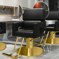 Fauteuil de salon de coiffure haut de gamme en cuir multicolore, fauteuil de coiffage hydraulique pivotant et inclinable pour salon de coiffure professionnel
