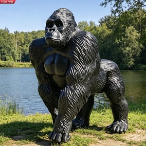 YOUFINE Escultura de Gorila Sentado de Bronce Antiguo de Tamaño Real, Estatua Realista de <span class=keywords><strong>Silverback</strong></span> para Parques y Límites de Lagos - Product Image 5