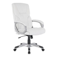 Chaise de bureau ergonomique traditionnelle de direction, grande taille, dossier haut, avec accoudoirs fixes et coussin en PU, pivotante