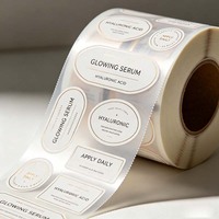 Étiquettes autocollantes transparentes personnalisées pour bouteilles cosmétiques, résistantes à l'eau, avec logo en feuille d'or estampé à chaud