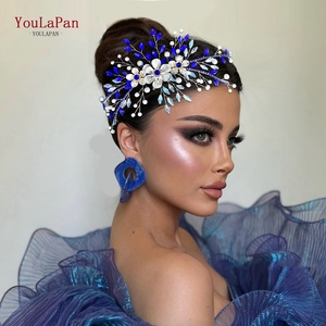 YouLaPan HP934 Diadema Elegante para Mujer, con Cristales Brillantes y Flores de Pedrería, Hecha a Mano, para Novias y Eventos - Product Image 5