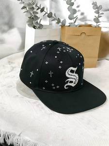 Vietnam Lowmoq Custom Stone Logo Sports Trucker Cap Snapback Chic Diamond Baseball 6-Panel Flat Adult Canvas Outdoor Breathable - Product Image 5