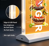 Boîtes lumineuses publicitaires A4 de bureau à changement rapide avec cadre magnétique pour affichage de menus en restaurant, café et comptoir de vente au détail