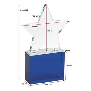 Trofeo Estrella de Cristal con Base Azul 150x150x10mm para Premios y Reconocimientos - Product Image 2