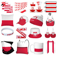 Autocollant personnalisé drapeau de la Pologne, Mug, Écharpe, Pantoufles, Bracelet, Chapeau bob, Ensemble maillot pour la Coupe de football