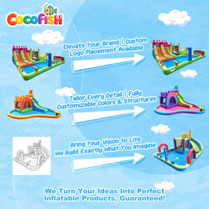 Château gonflable portable Cocofish pour enfants, structure de jeux multi-activités, maison de rebond commerciale avec toboggan de course pour <span class=keywords><strong>location</strong></span> événementielle - Product Image 5