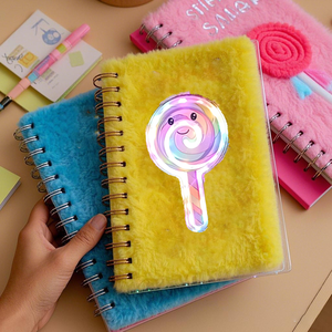 A5 customized notebooks Girls <strong>Diary</strong> 80 Sheets Soft Furry Cute Plush Cover <strong>Journal</strong> Notebook with <strong>LED</strong> <strong>Light</strong> <strong>Journal</strong> Notebook - Product Image 4