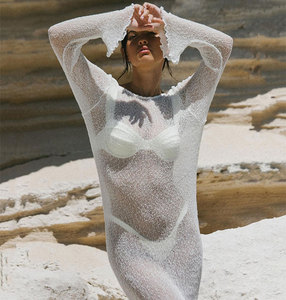 Tricoté coton Sexy dos nu voir à travers Maxi <span class=keywords><strong>robe</strong></span> été vacances fête plage Bikini couvrir élégant moulante longue <span class=keywords><strong>robe</strong></span> - Product Image 5