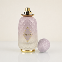 Flacon de parfum vide portable de luxe Byron 100 ml avec bouchon couronne royale, design polygonal, pulvérisateur à pompe sérigraphié, emballage