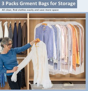 Sacs de vêtement transparents <span class=keywords><strong>pour</strong></span> accrocher des sacs de costume de vêtements <span class=keywords><strong>pour</strong></span> la couverture de vêtements de stockage de garde-robe avec fermeture à glissière - Product Image 6